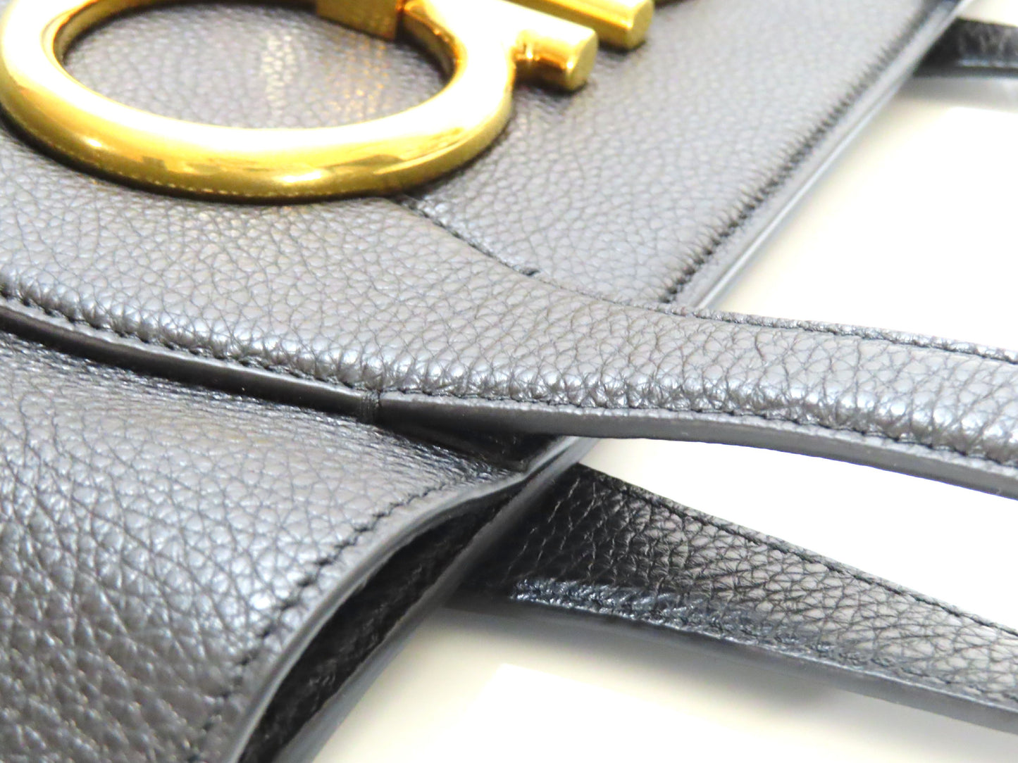 Salvatore Ferragamo Gancini Leather Shoulder Tote Bag