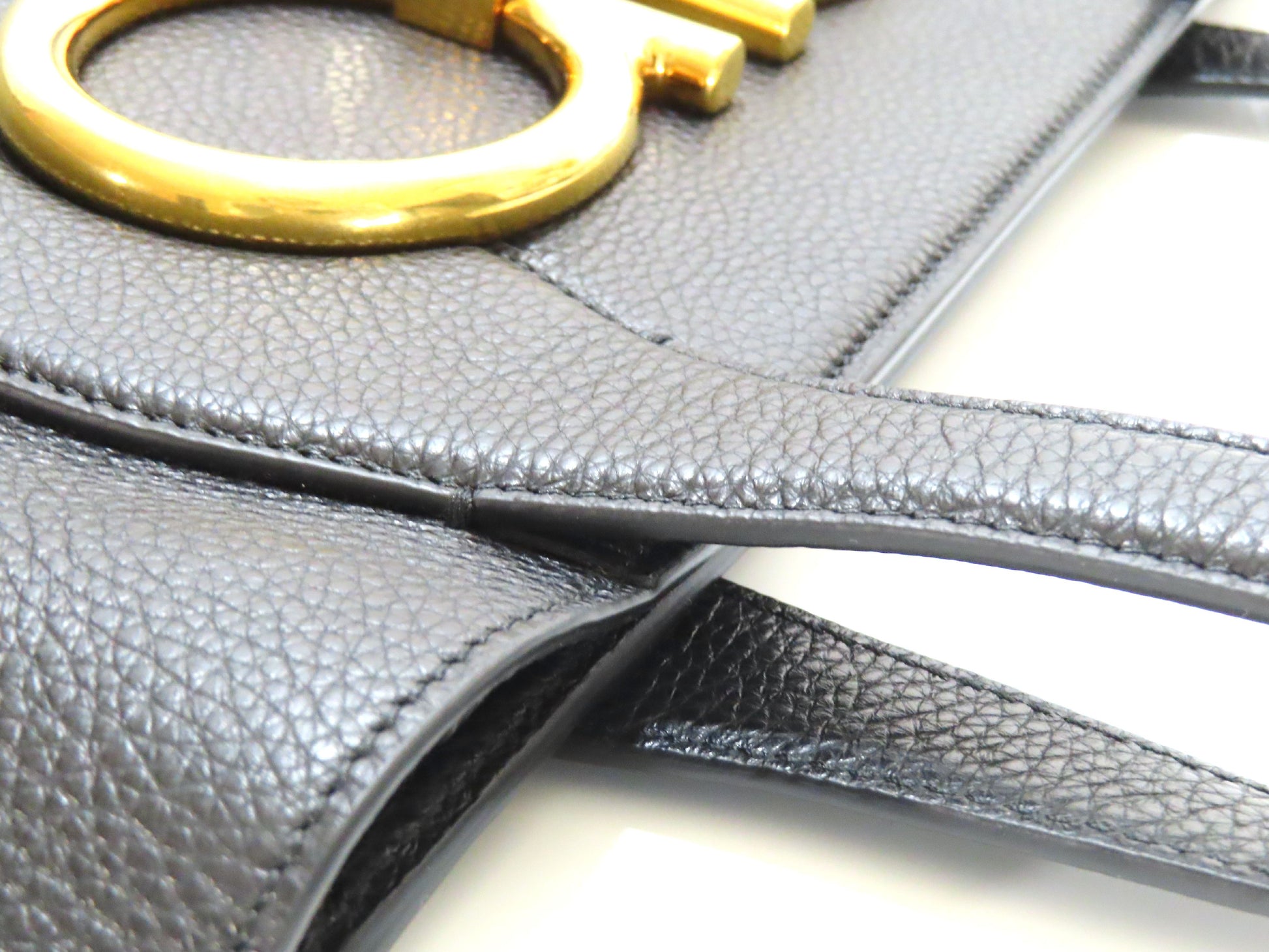 Salvatore Ferragamo Gancini Leather Shoulder Tote Bag