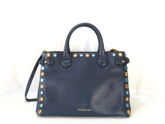 BURBERRY Leather Nova Check 2-Way Handbag