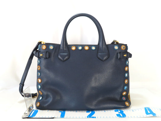 BURBERRY Leather Nova Check 2-Way Handbag