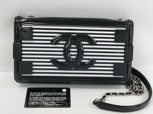 CHANEL Lego Brick Stripe Chain Shoulder Bag