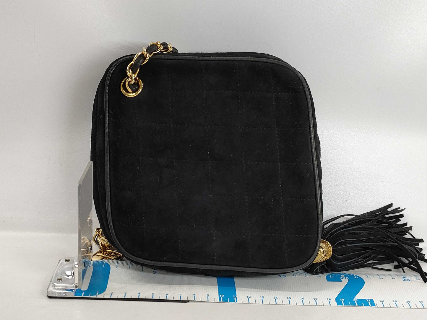 CHANEL Suede Fringe Chain Shoulder Bag