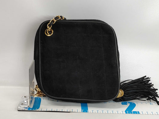 CHANEL Suede Fringe Chain Shoulder Bag