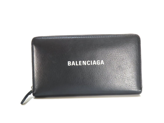 BALENCIAGA 551935 Logo Round Zipper Long Wallet