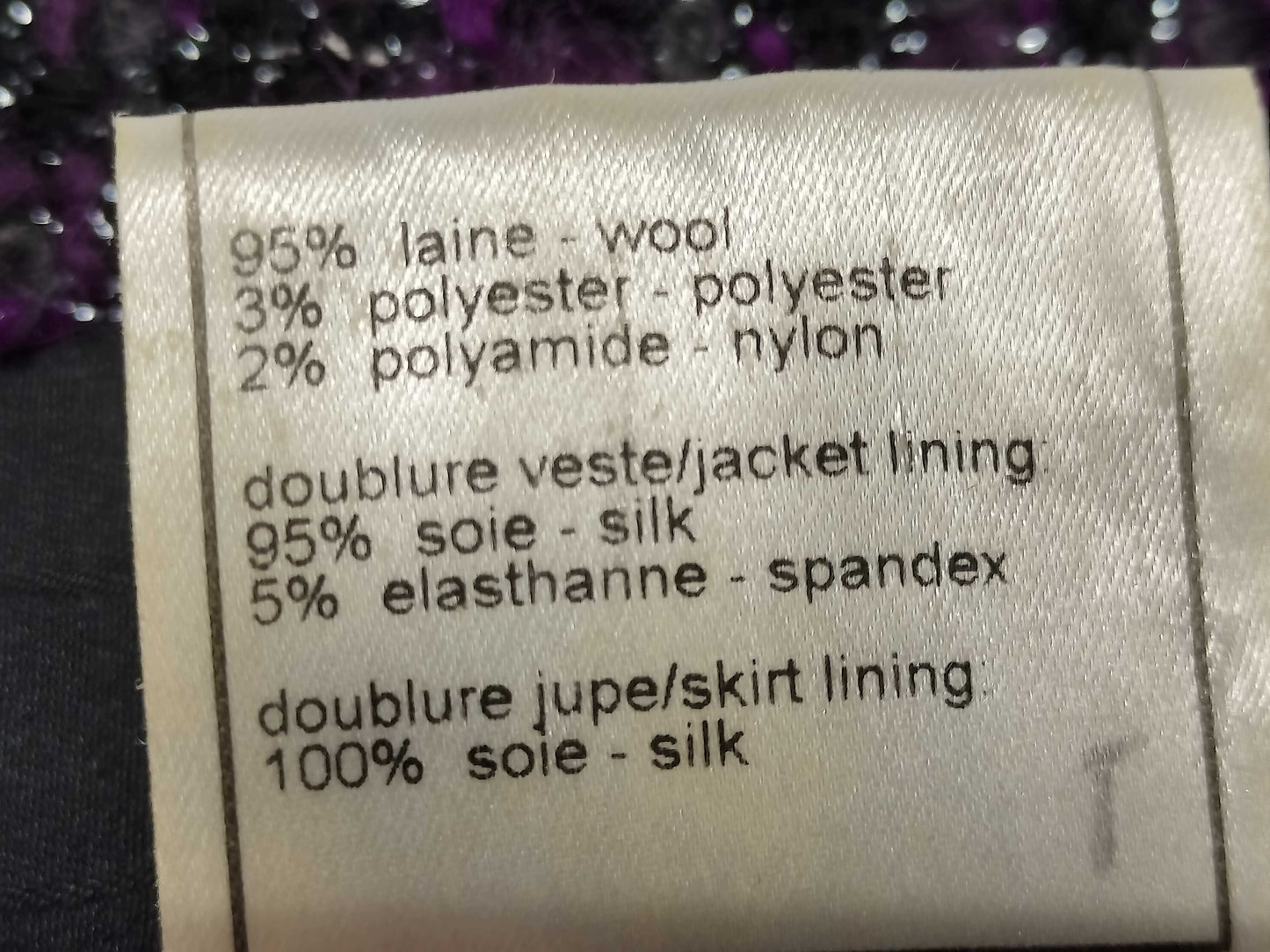 CHANEL 03A Chanel Purple Black Wool Set 38 Other Apparel