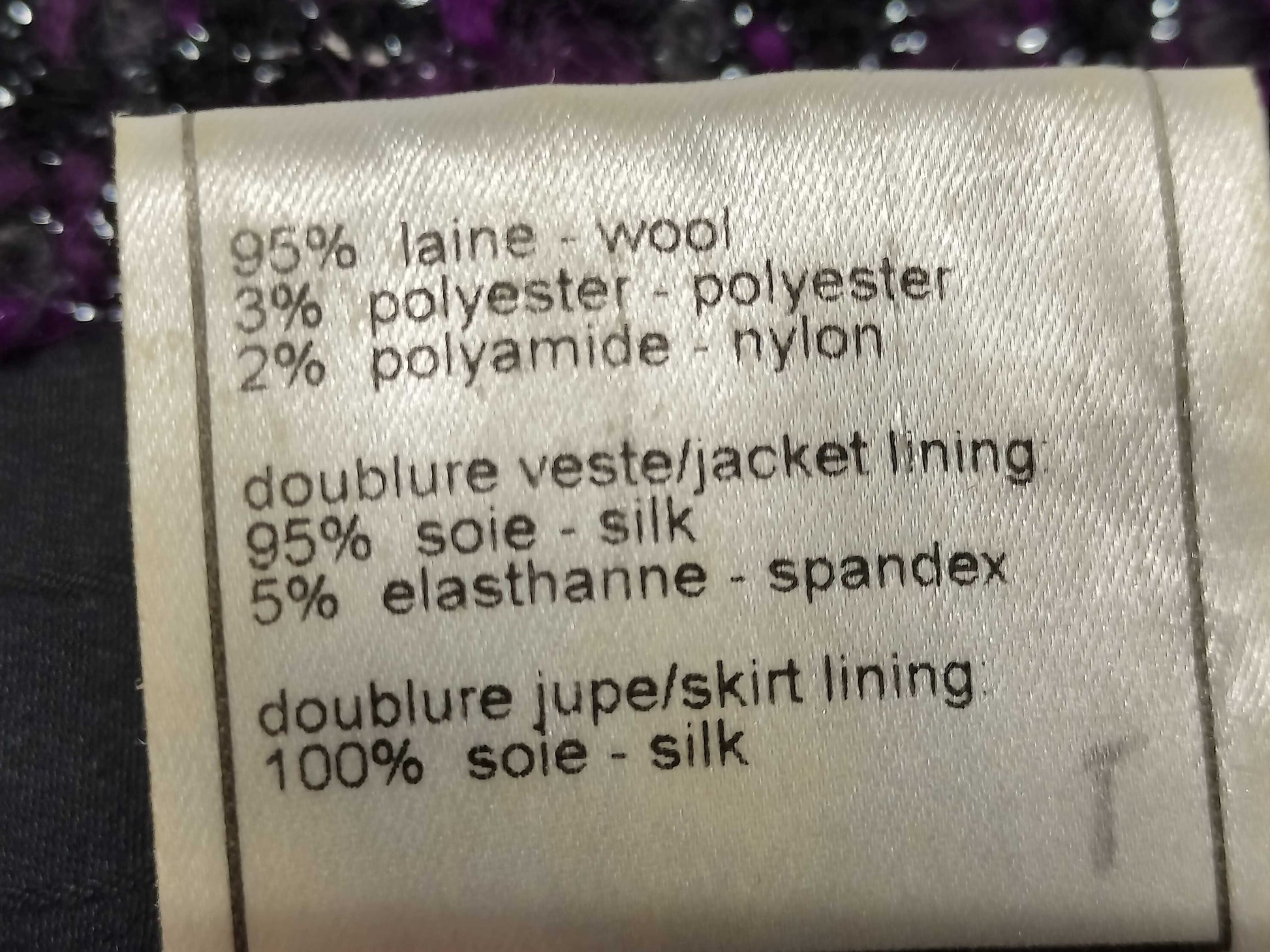 CHANEL 03A Chanel Purple Black Wool Set 38 Other Apparel