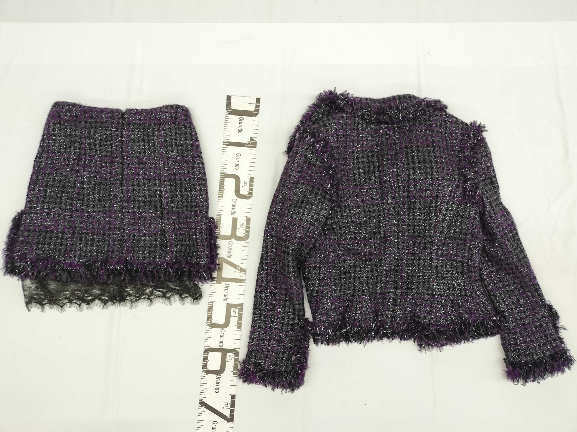 CHANEL 03A Chanel Purple Black Wool Set 38 Other Apparel