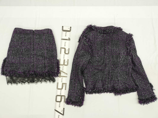 CHANEL 03A Chanel Purple Black Wool Set 38 Other Apparel