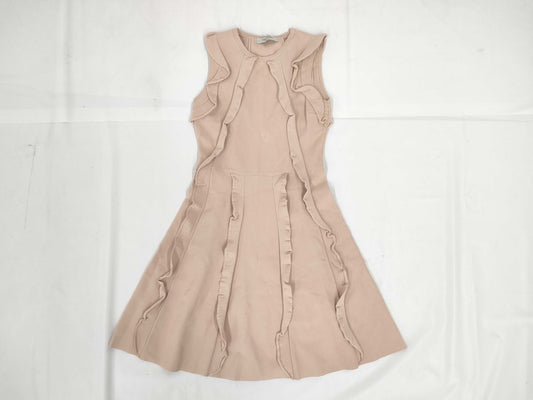 VALENTINO Sleeveless Knit Dress Ruffled Pink Beige Made in Italy Dress