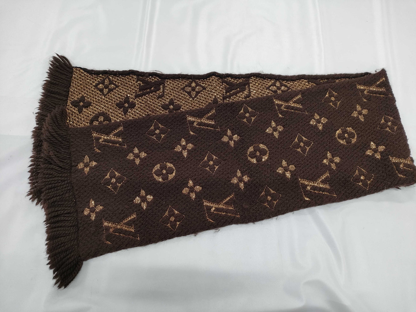LOUIS VUITTON LOUISVUITTON Echar Logomania Shine Brown Scarf