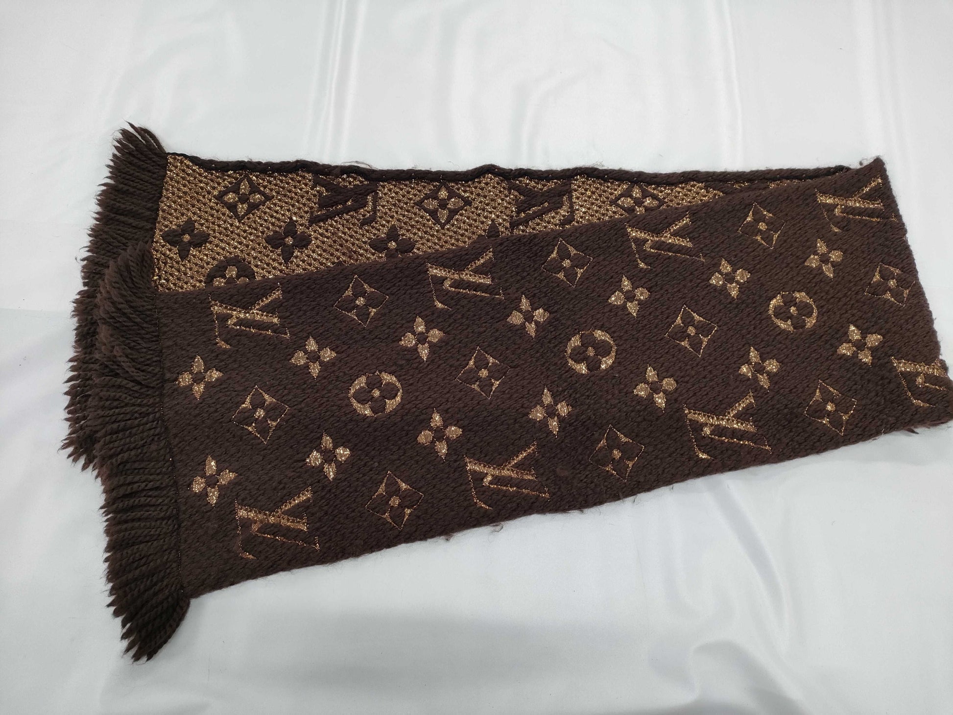 LOUIS VUITTON LOUISVUITTON Echar Logomania Shine Brown Scarf
