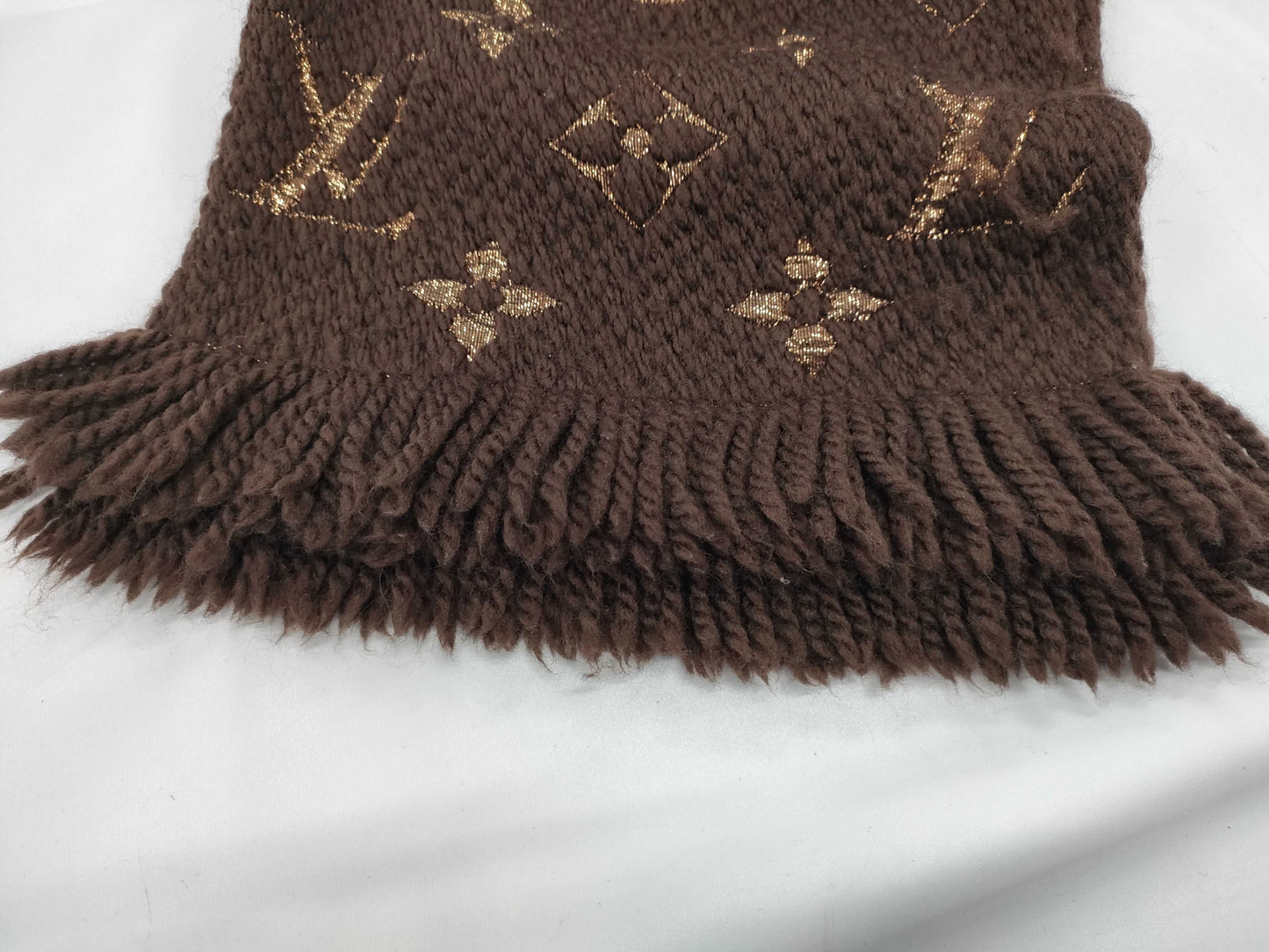 LOUIS VUITTON LOUISVUITTON Echar Logomania Shine Brown Scarf