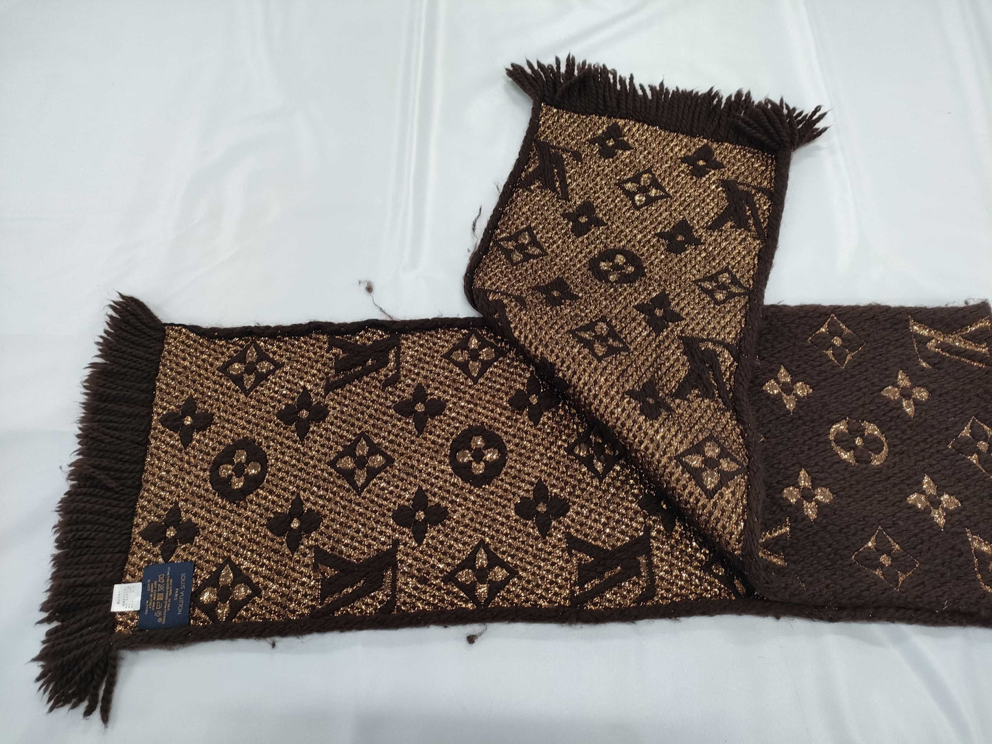 LOUIS VUITTON LOUISVUITTON Echar Logomania Shine Brown Scarf
