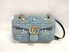 GUCCI GG Marmont Chain Shoulder Bag in Denim and Faux Pearl, Indigo Blue, 443497 498879