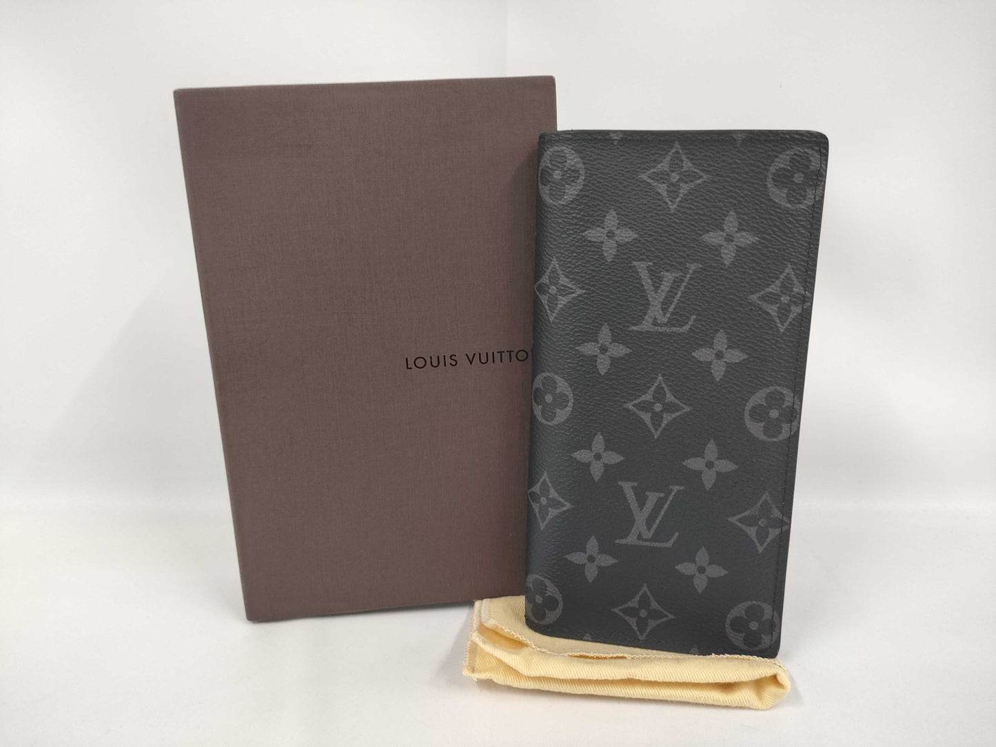 LOUIS VUITTON Monogram Eclipse Portefeuille Brazza Wallet M61697 RFID Box Wallet