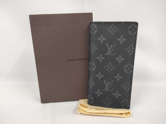 LOUIS VUITTON Monogram Eclipse Portefeuille Brazza Wallet M61697 RFID Box Wallet