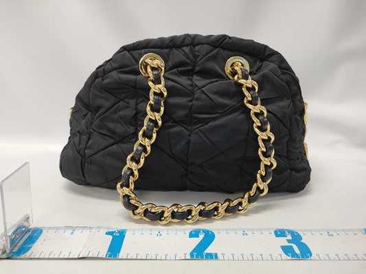 PRADA Chain Handbag Black Gathered Handbag