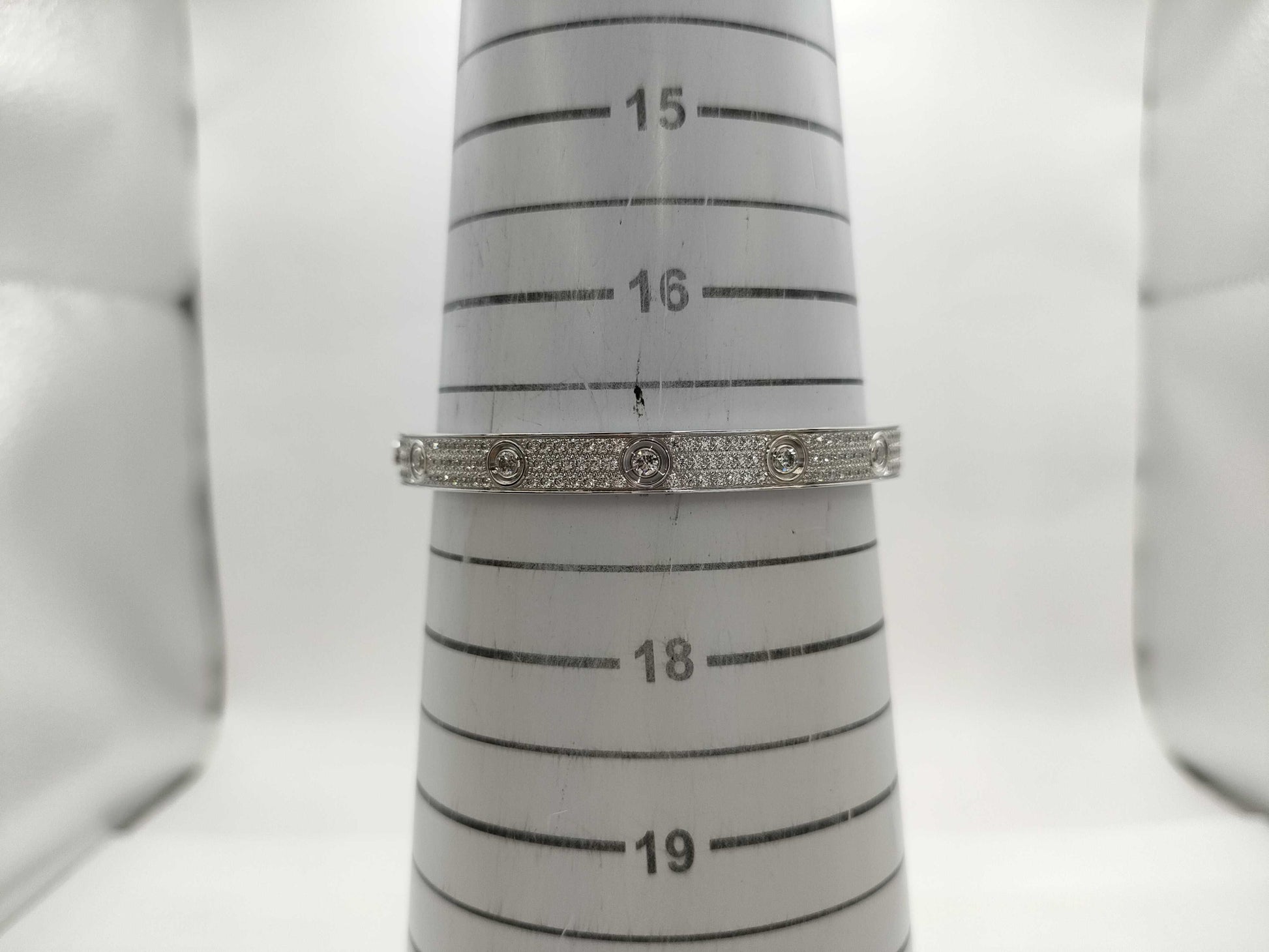 Cartier Love Breath #18 Full Paved Diamond WG AU750 48.1g Bracelet Bangle