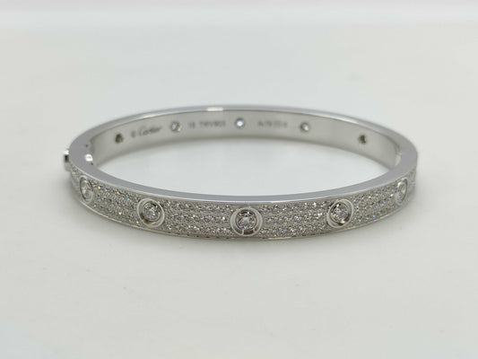 Cartier Love Breath #18 Full Paved Diamond WG AU750 48.1g Bracelet Bangle