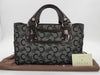 CELINE Boogie/Canvas/Enamel/Black x Brown Handbag