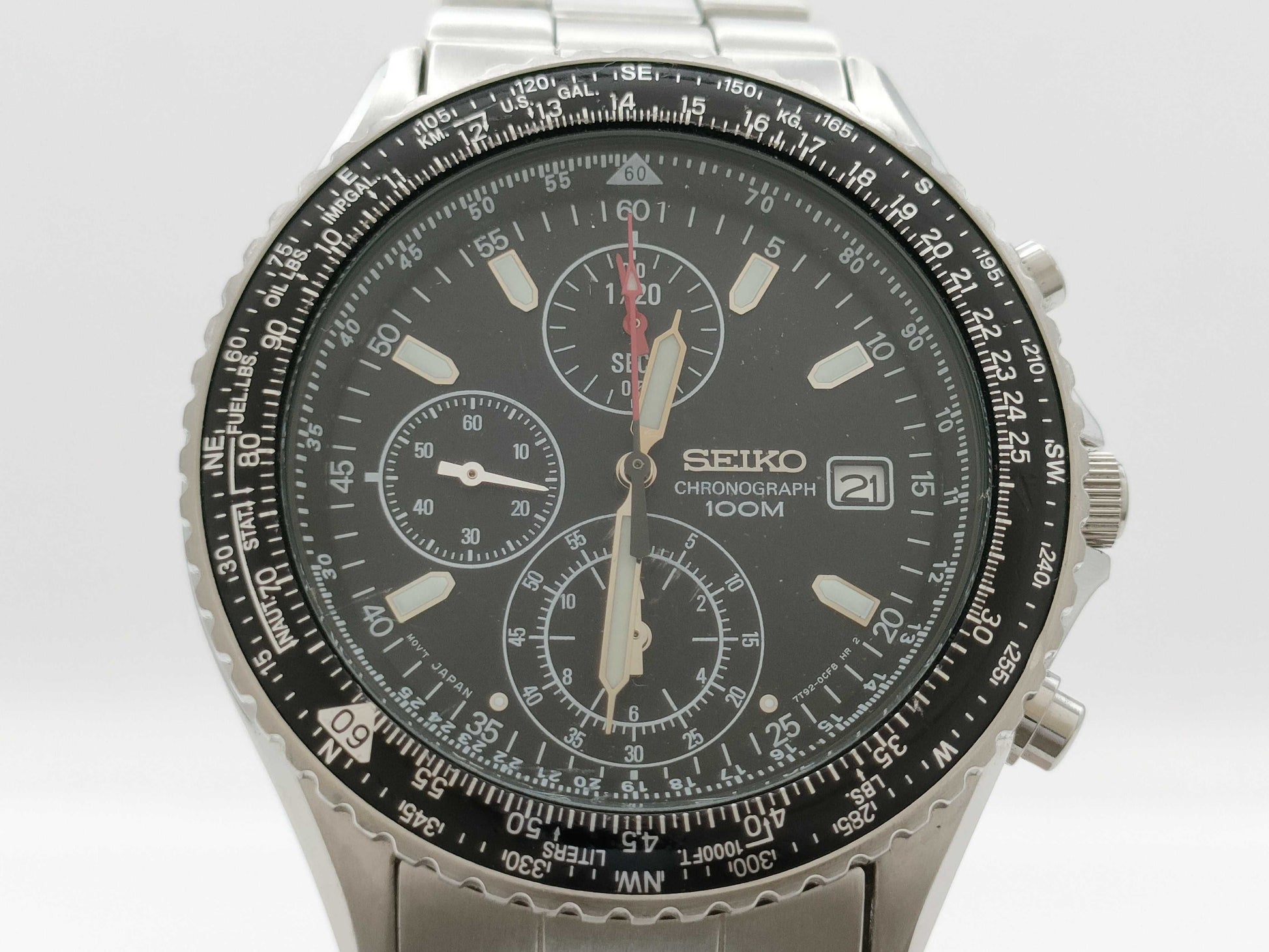 SEIKO 7T92-0CF0 520433 Quartz Black Dial Men's Watch