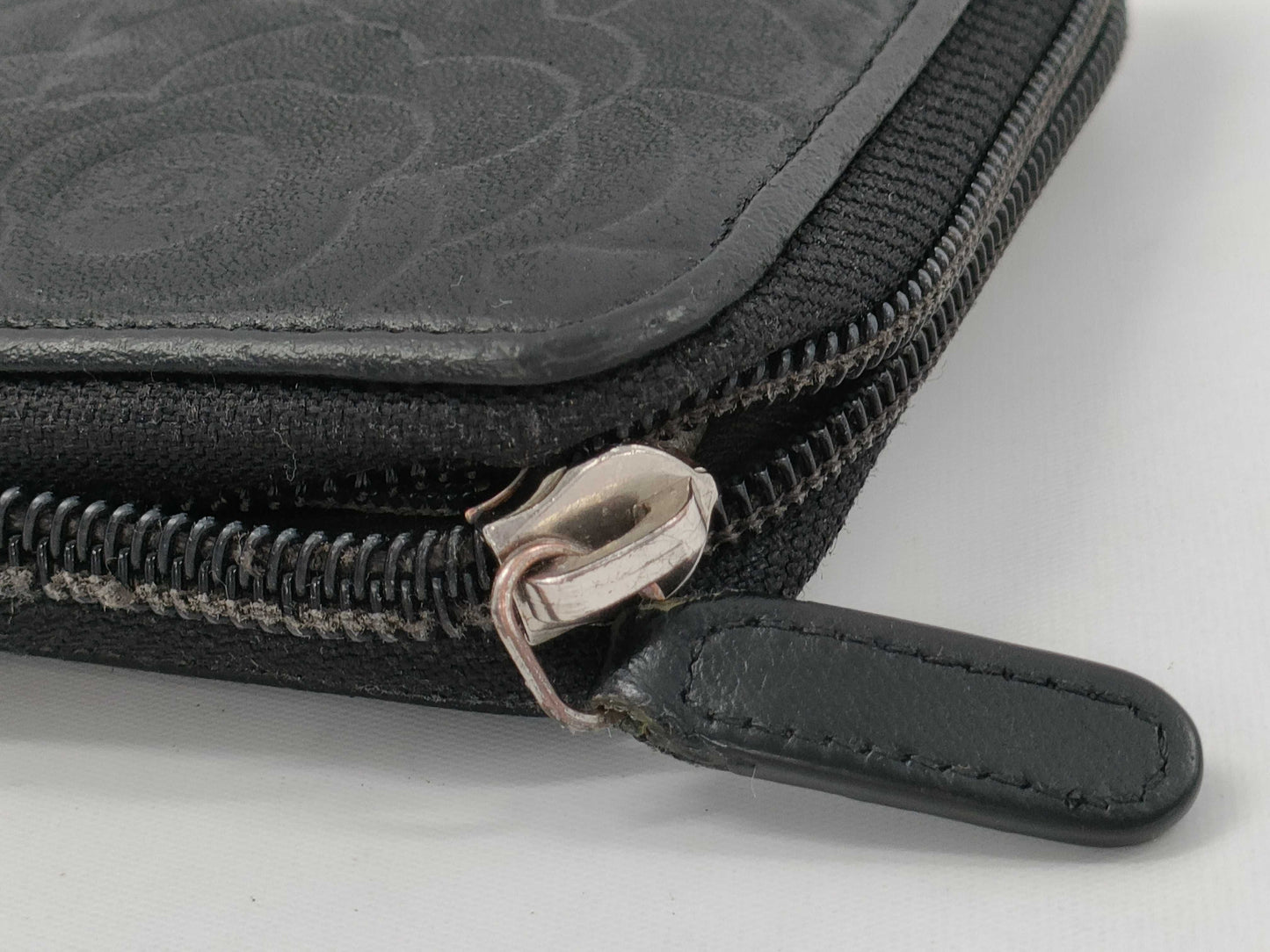 CHANEL Black Leather Long Wallet with Coco Mark