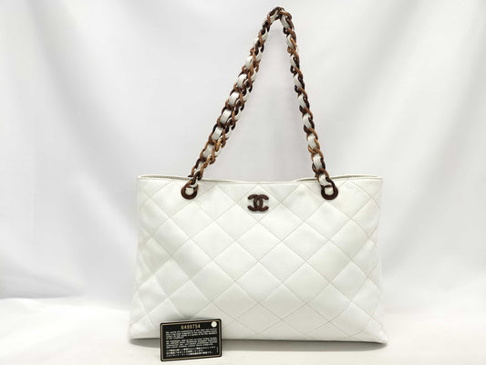 CHANEL CHANEL Matelasse Chain Tote Bag with Coco Mark Sticker and Card
