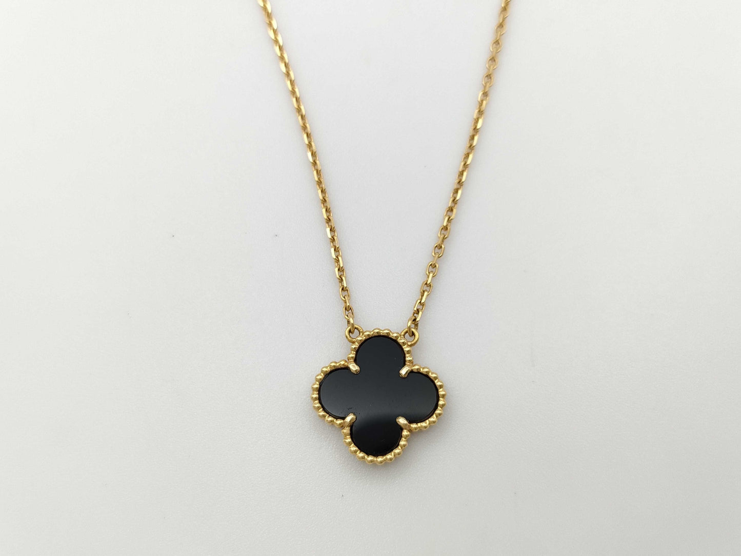 Van Cleef&Arpels Vintage Alhambra Onyx YG Au750 5.1g Necklace