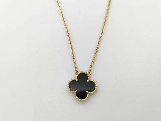 Van Cleef&Arpels Vintage Alhambra Onyx YG Au750 5.1g Necklace