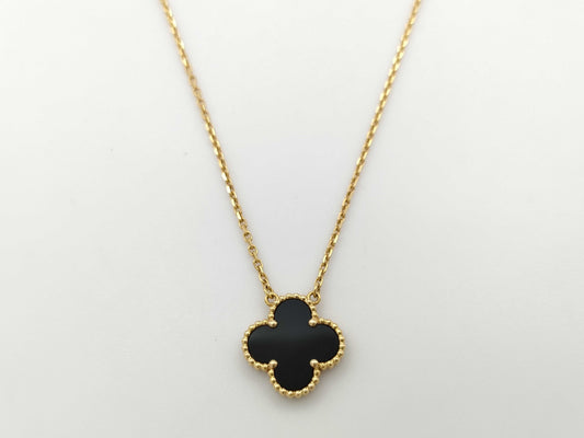 Van Cleef&Arpels Vintage Alhambra Onyx YG Au750 5.1g Necklace