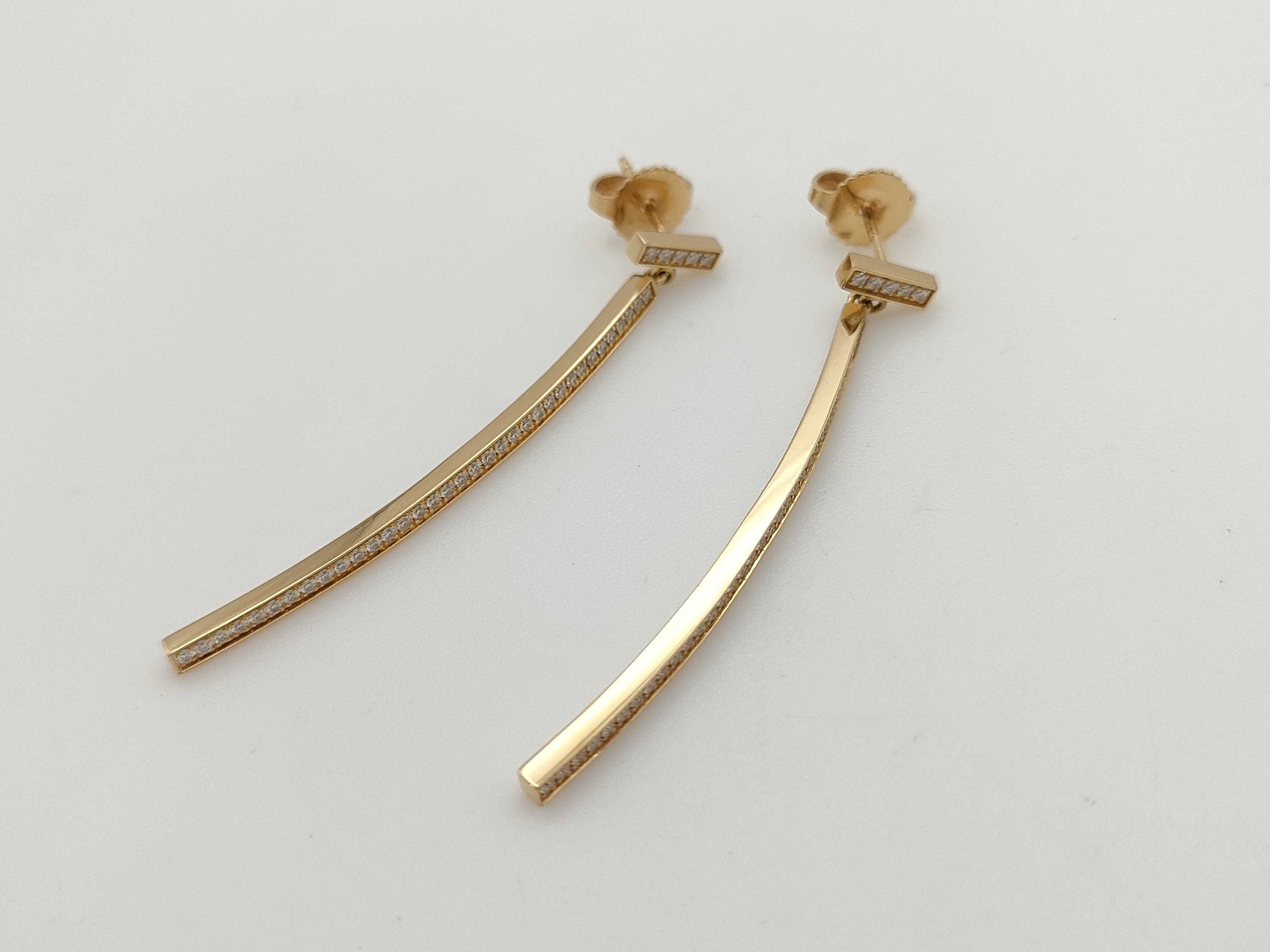 Tiffany&Co. T-Bar Diamond Au750 3.8g Earrings