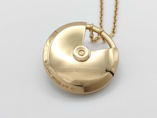 Cartier Amulet Shell Diamond YG Au750 27.4g Necklace