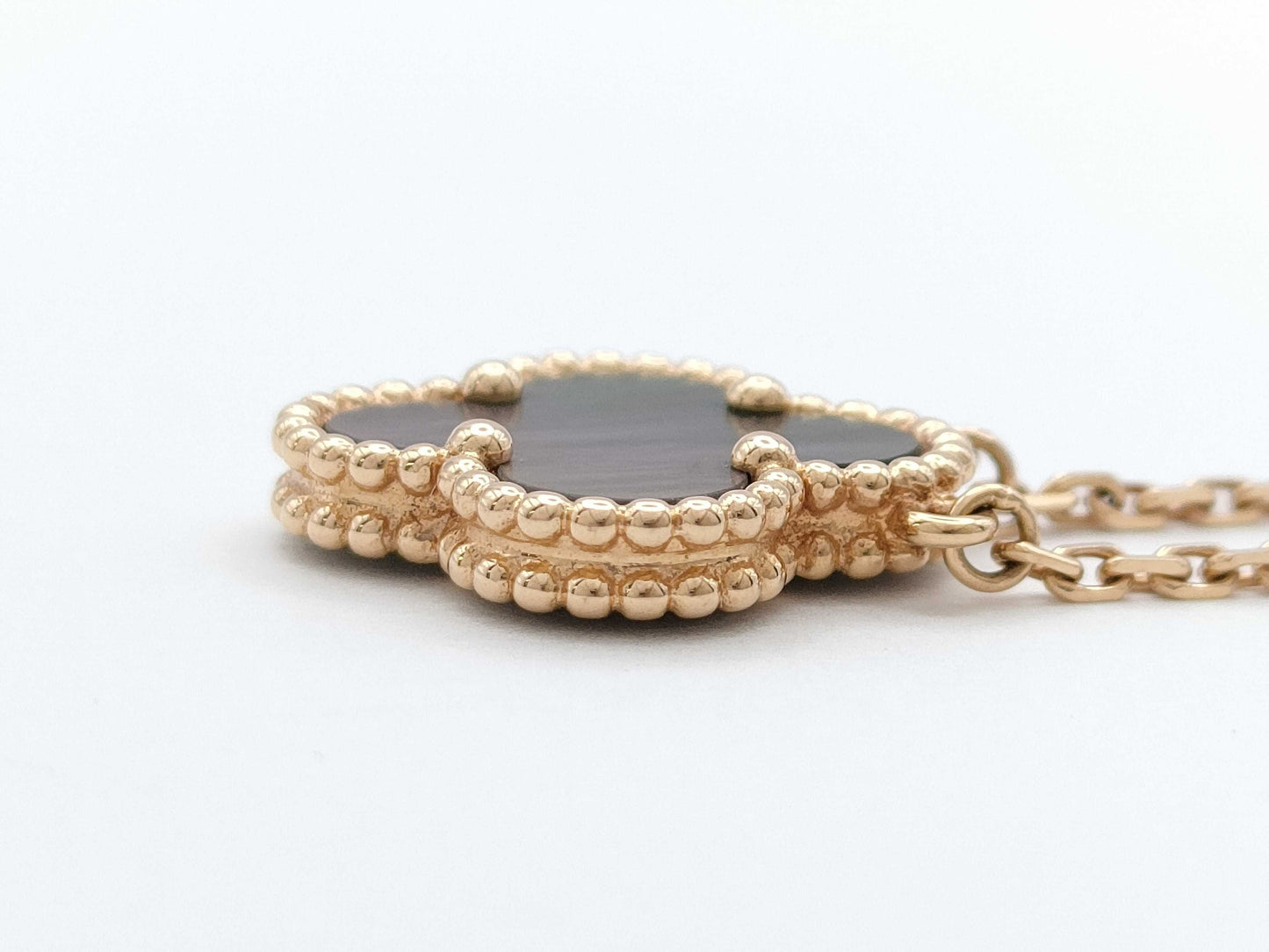Van Cleef&Arpels Vintage Alhambra Grey Mother-of-Pearl PG Au750 5.3g Necklace