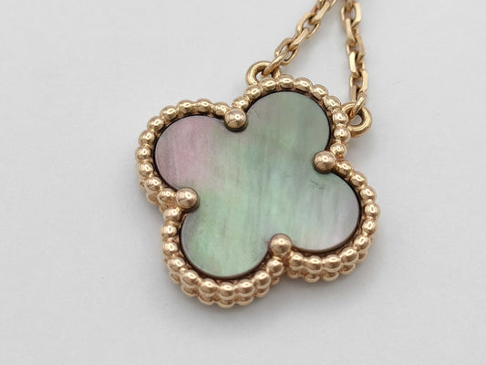 Van Cleef&Arpels Vintage Alhambra Grey Mother-of-Pearl PG Au750 5.3g Necklace