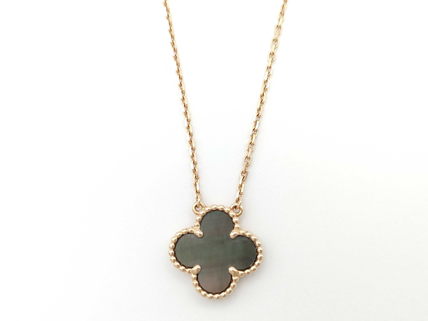 Van Cleef&Arpels Vintage Alhambra Grey Mother-of-Pearl PG Au750 5.3g Necklace
