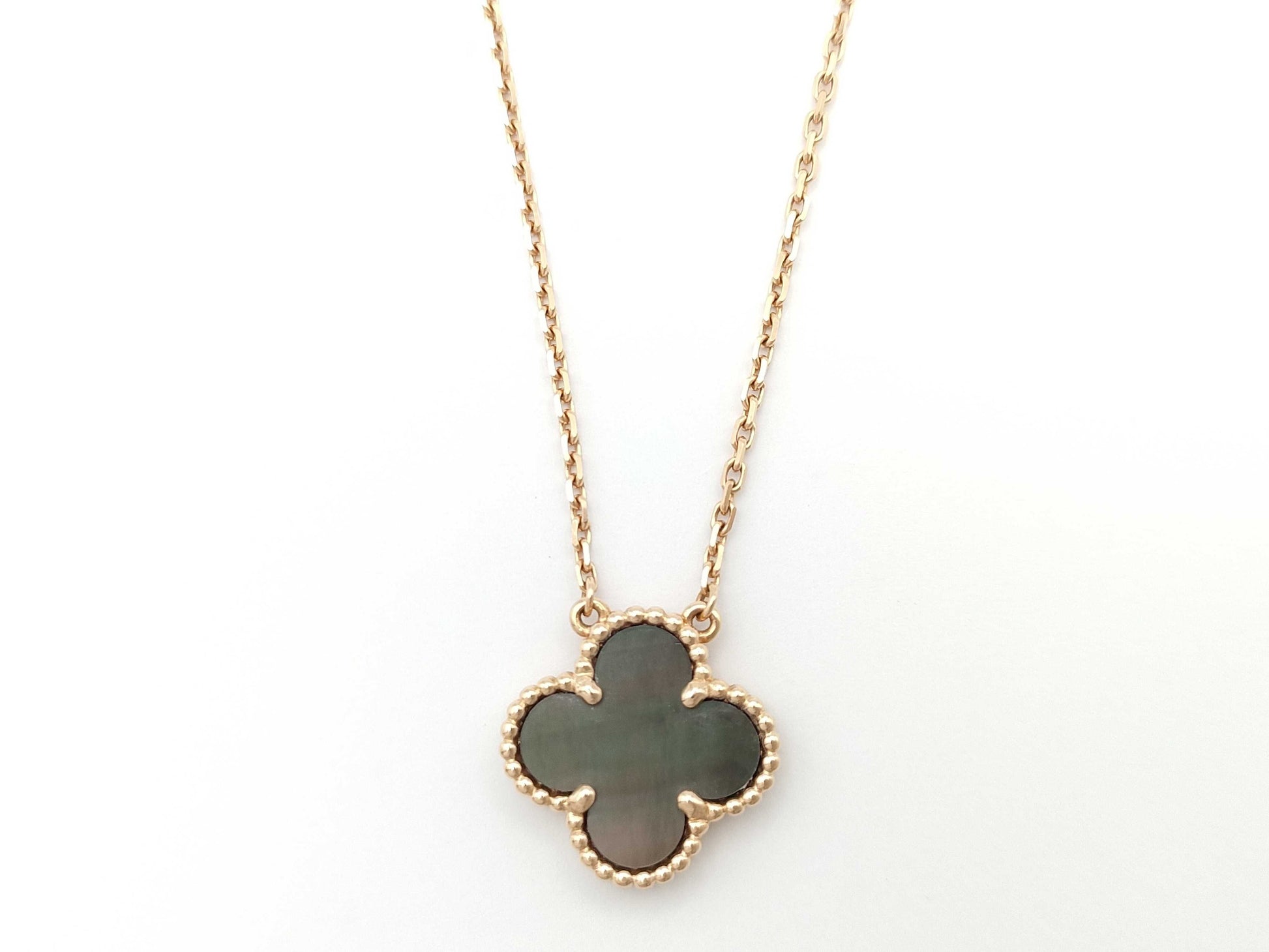 Van Cleef&Arpels Vintage Alhambra Grey Mother-of-Pearl PG Au750 5.3g Necklace