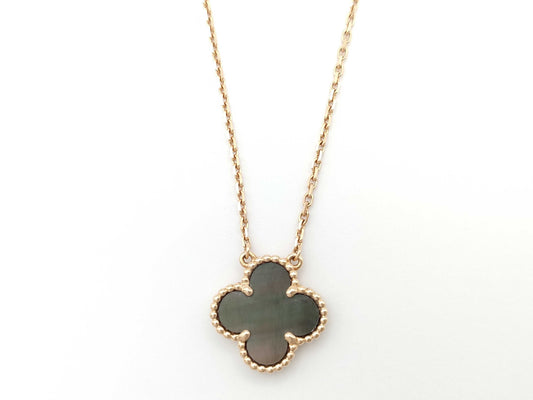 Van Cleef&Arpels Vintage Alhambra Grey Mother-of-Pearl PG Au750 5.3g Necklace