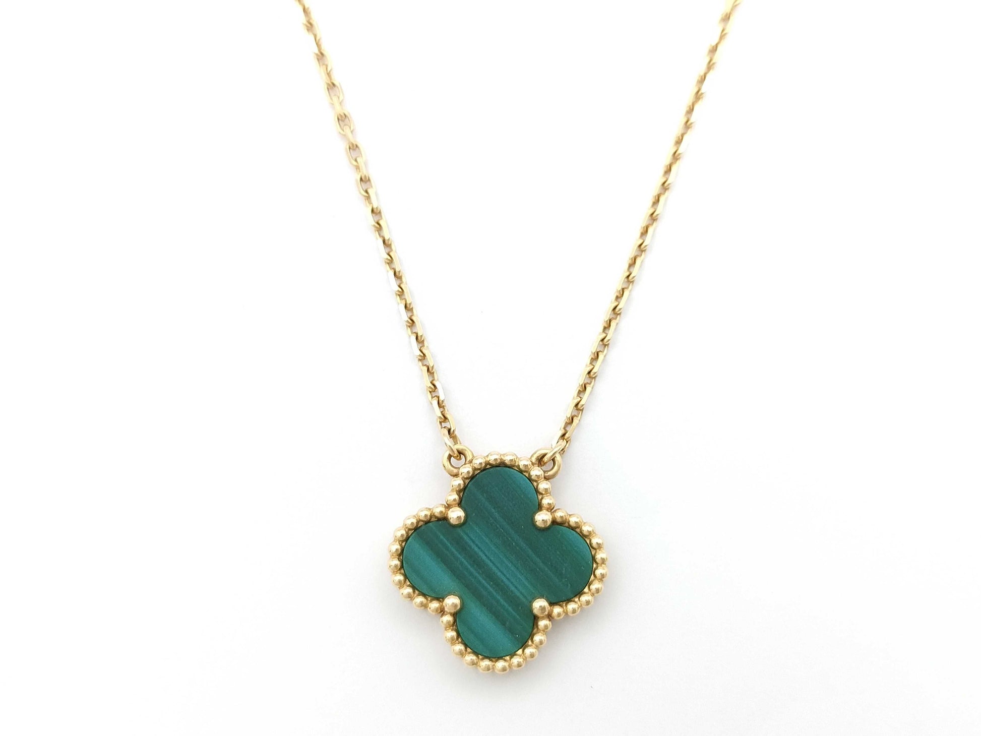 Van Cleef&Arpels Vintage Alhambra Malachite YG Au750 5.4g Necklace