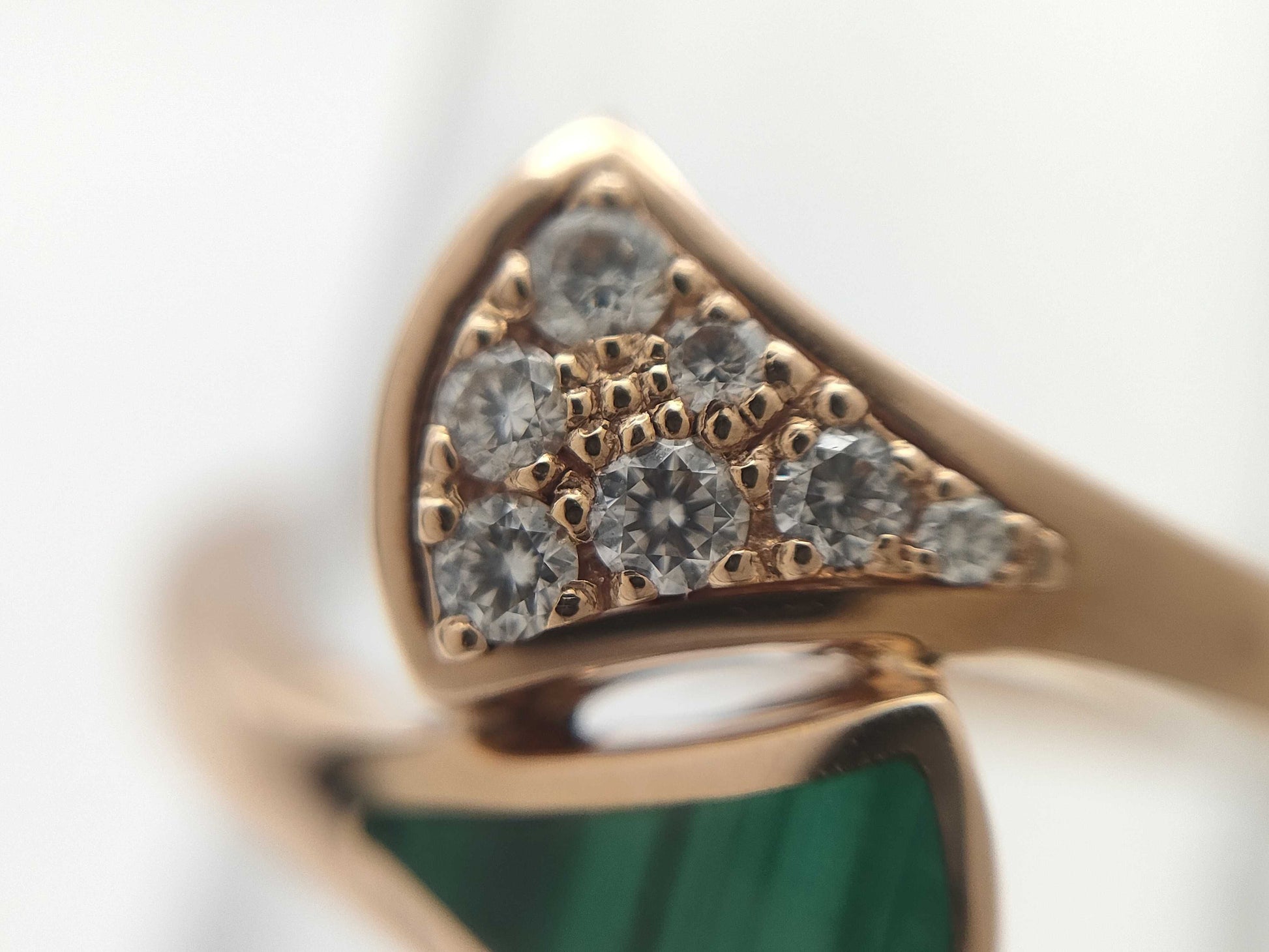 BVLGARI Diva Dream #52 Malachite Diamond PG Au750 3.2g Ring