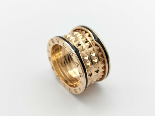 BVLGARI Bezero One Lock #52 Black Sera PG Au750 13.0g Ring