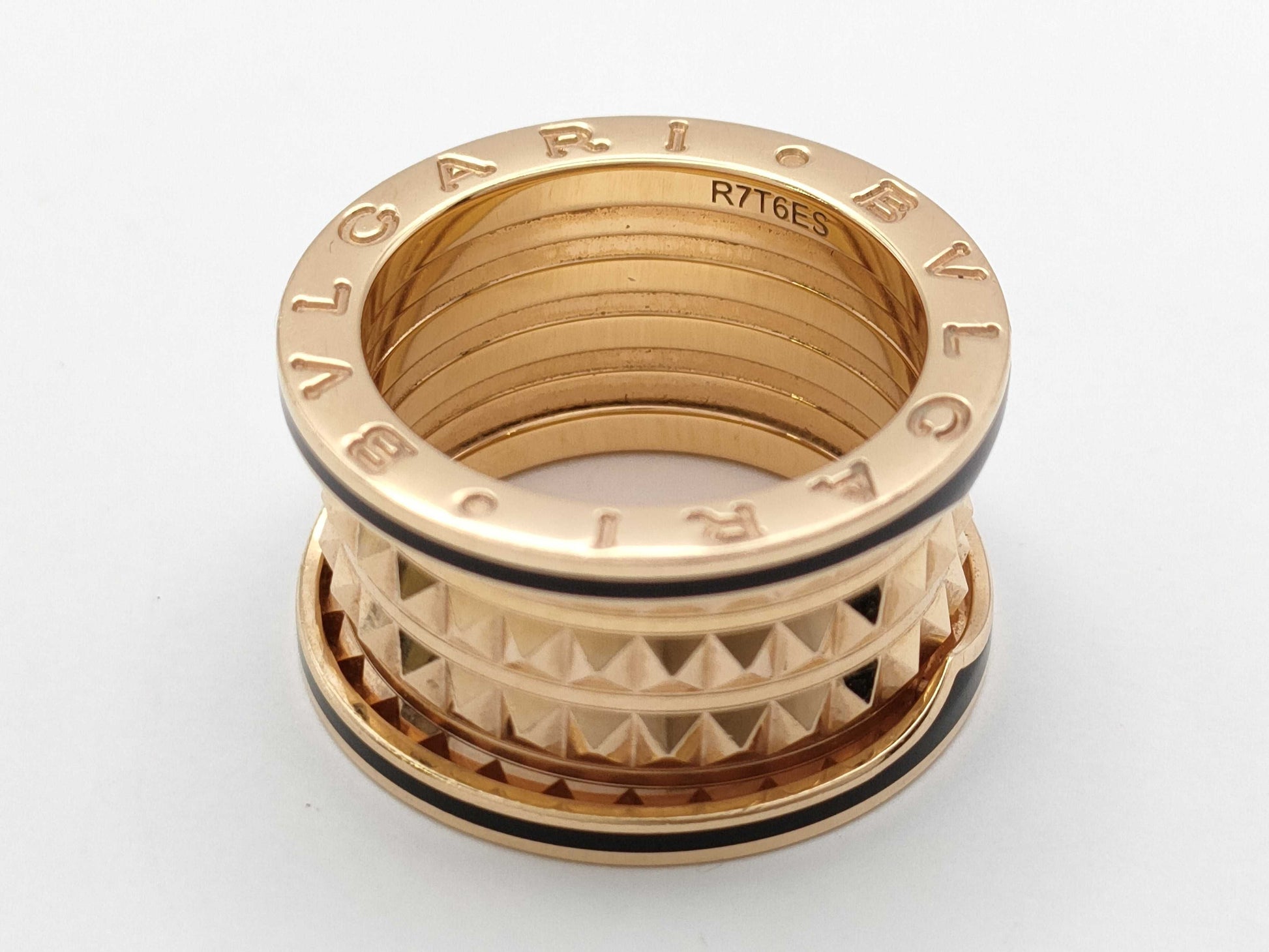BVLGARI Bezero One Lock #52 Black Sera PG Au750 13.0g Ring