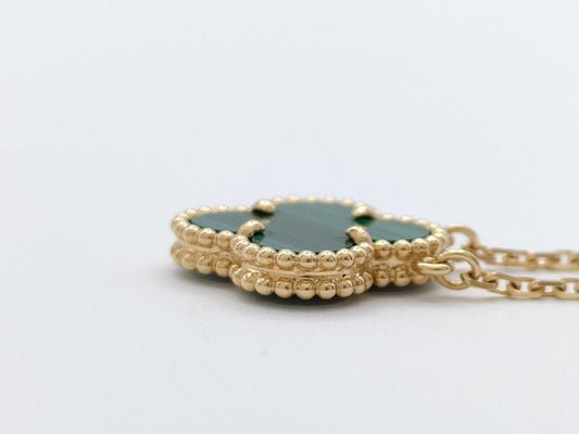 Van Cleef&Arpels Vintage Alhambra Malachite YG Au750 5.4g Necklace