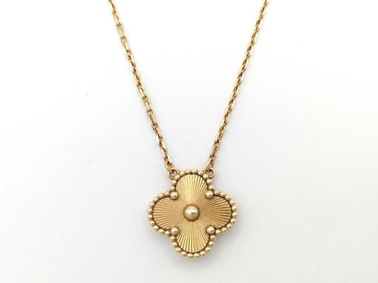 Van Cleef&Arpels Vintage Alhambra Guilloche YG Au750 6.5g Necklace