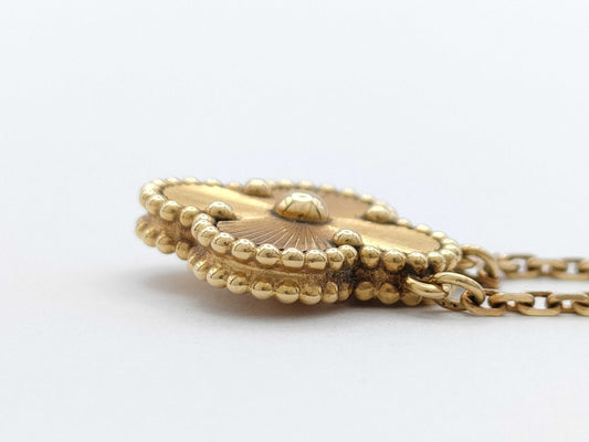 Van Cleef&Arpels Vintage Alhambra Guilloche YG Au750 6.5g Necklace