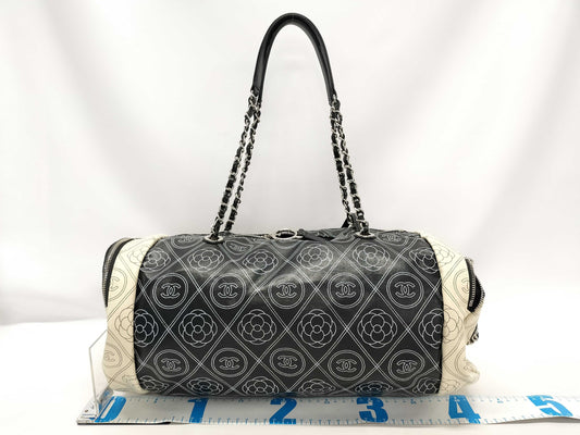 CHANEL Shoulder Bag 57428 BLACK+BEIGE Coated Canvas SILVER 25718271 Shoulder Bag