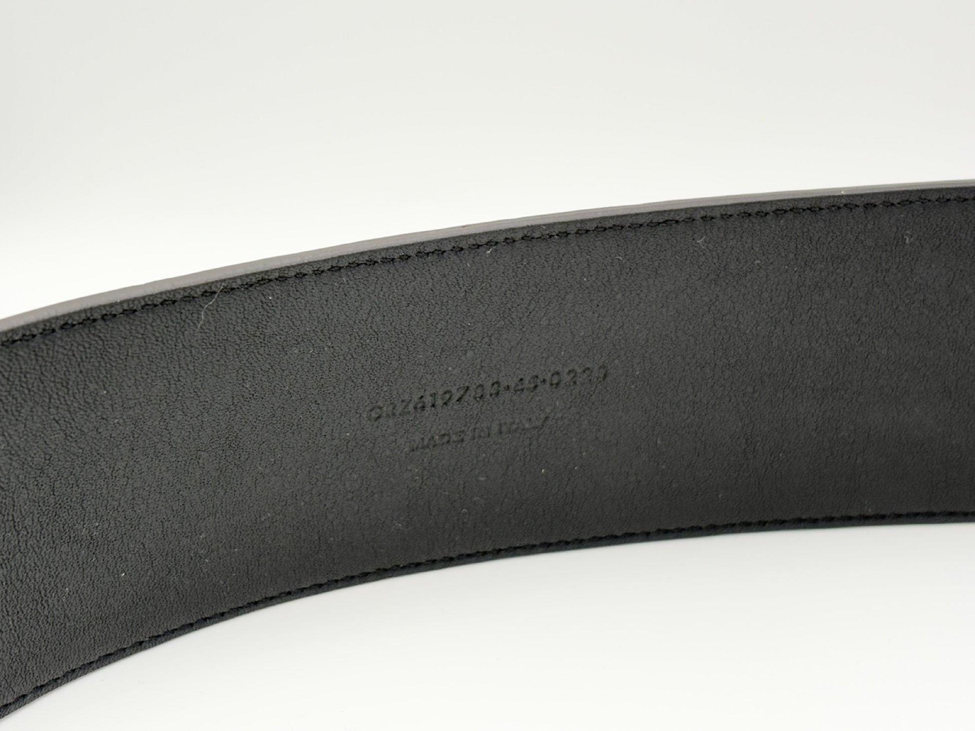 SAINT LAURENT GRZ619783 Crocodile Embossed Leather Belt 83/65 Brown Wide Thick Belt