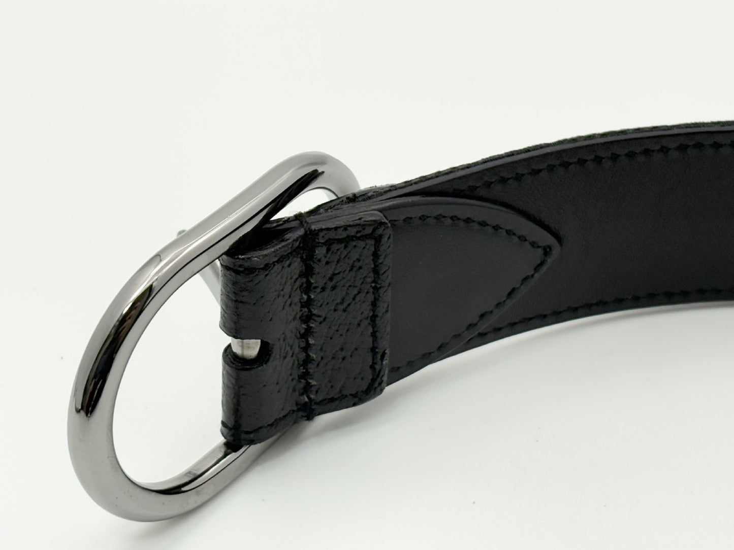 GUCCI 121290 GG Canvas Belt 80 Canvas and Leather Black Belt