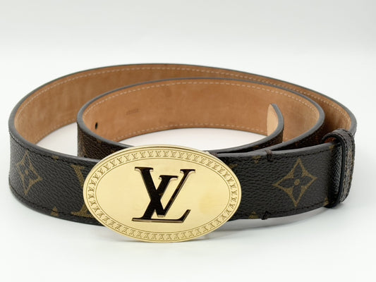LOUIS VUITTON Vuitton M9842 Saint-Ture Oval Monogram Belt PVCx Leather 90/36 Brown CT2150 Belt
