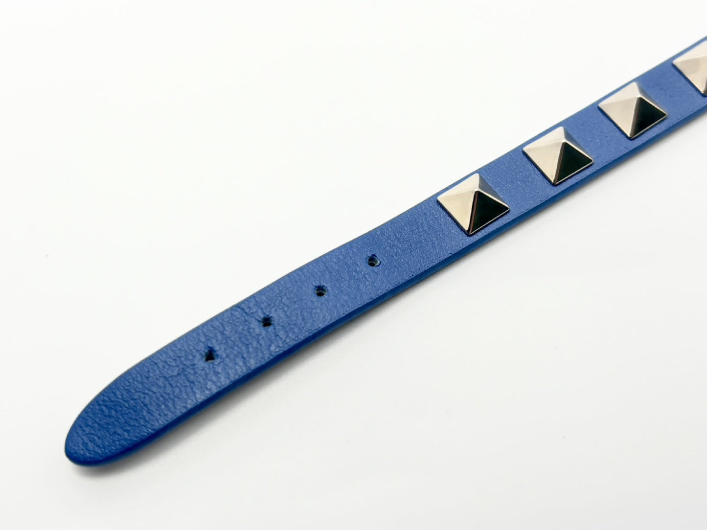 VALENTINO Rock Stud Leather Bracelet Blue with Replacement Stud Parts Bracelet Bangle