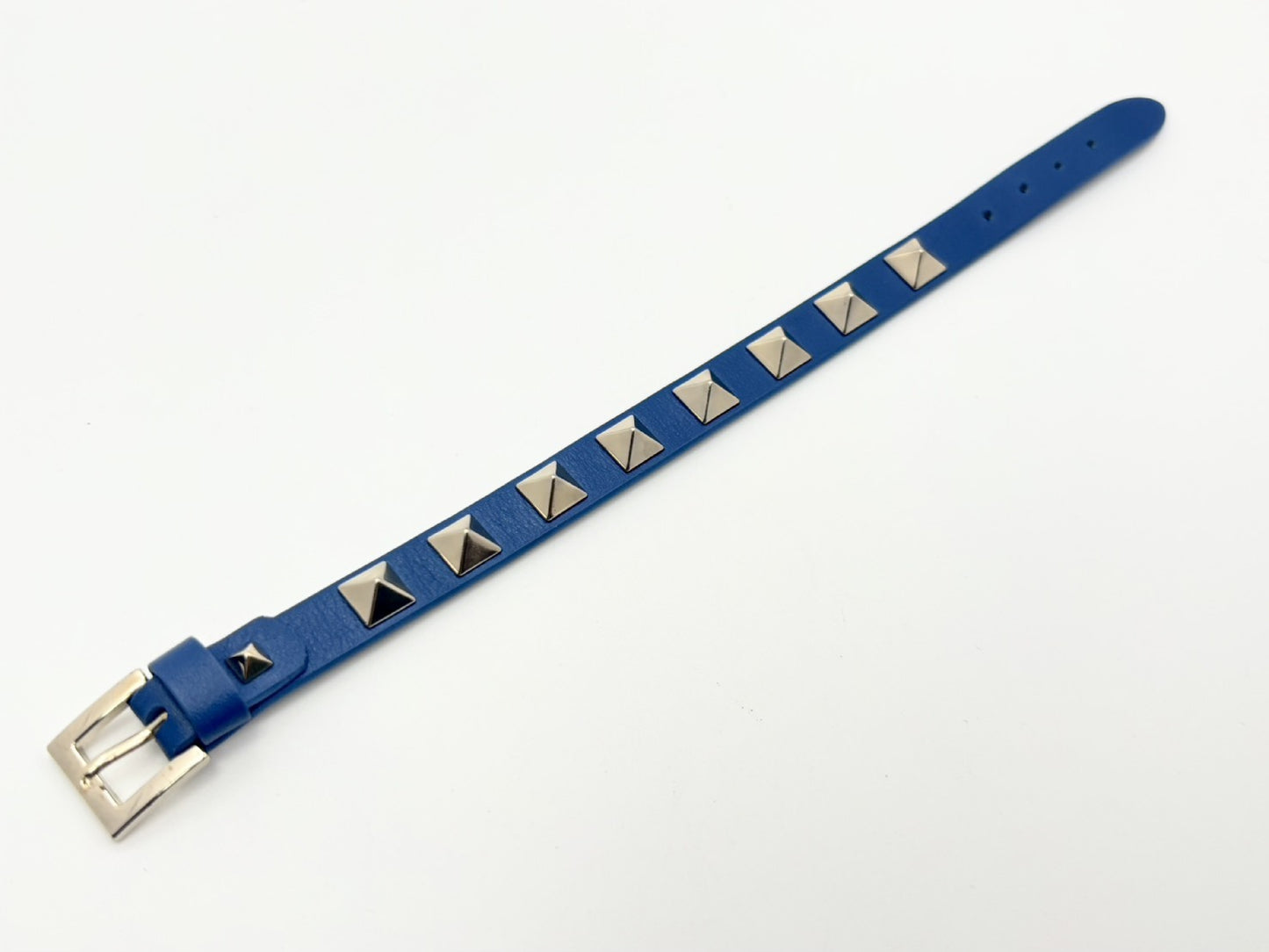 VALENTINO Rock Stud Leather Bracelet Blue with Replacement Stud Parts Bracelet Bangle